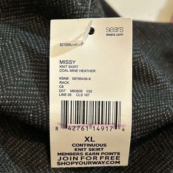 Laura Scott Womens XL Continuous Knit Skirt Coal Mine Heather Herringbone - Picture 5 of 5